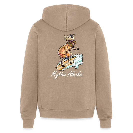 Bella + Canvas Unisex Full Zip Hoodie HANG LOOSE MOOSE - tan