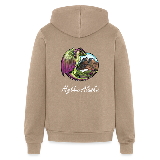 Bella + Canvas Unisex Full Zip Hoodie FLAT TOP DRAGON - tan