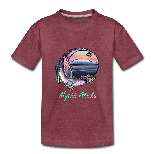 Sleeping Lady Dragon - Kids' Premium T-Shirt - heather burgundy